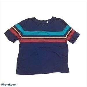 Me to we navy blue striped crop shirt